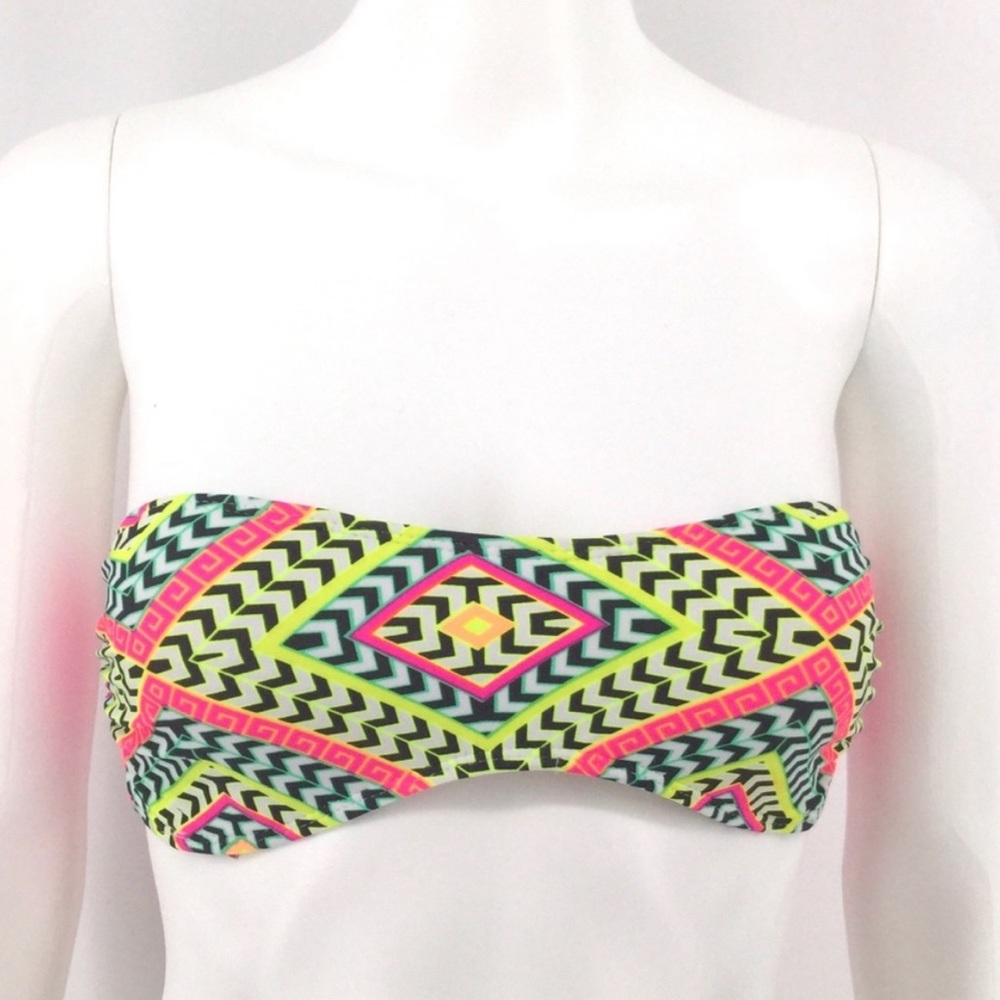 XHILARATION Bikini Top M Bandeau Neon